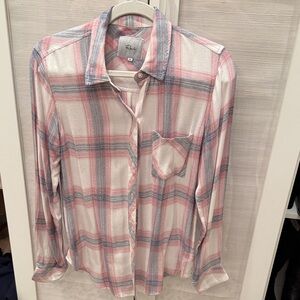 Rails Soft Pink and Blue Checkered Blouse